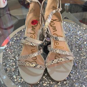 Sam Edelman Women's Snakeskin Sandals - Cream